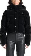 Manière De Voir Maeva Velvet Cropped Puffer Jacket