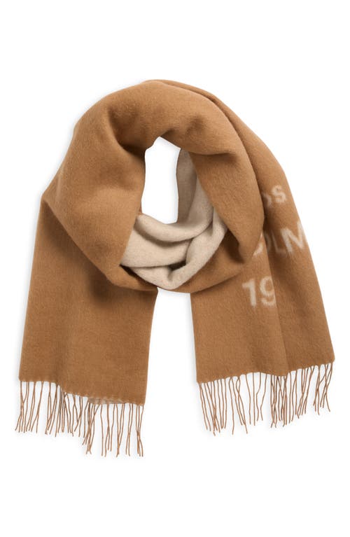 Acne Studios 1996 Logo Jacquard Double Face Wool Fringe Scarf In Brown