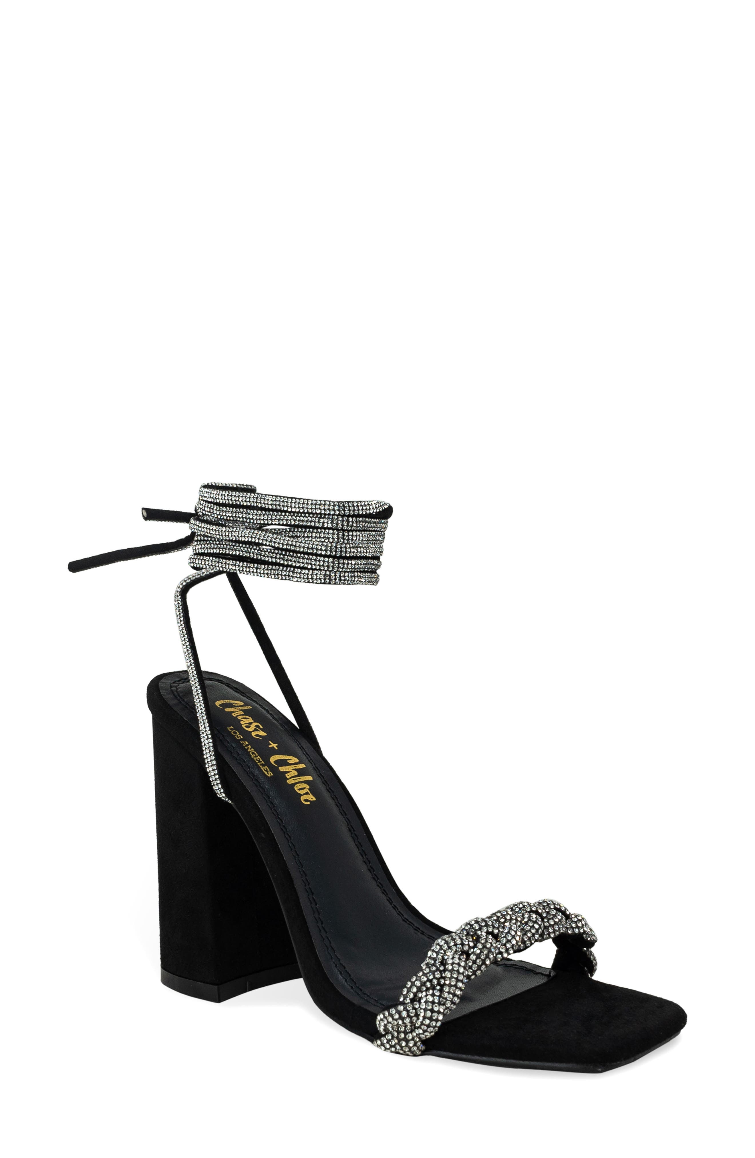 CHASE AND CHLOE Azalea Braided Crystal Embellished Sandal, Main, color, 