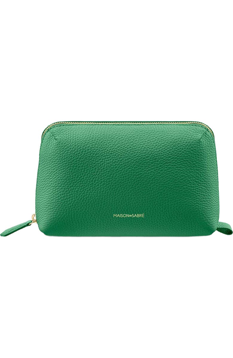MAISON de SABRÉ Leather Tech Pouch, Main, color, Emerald Green