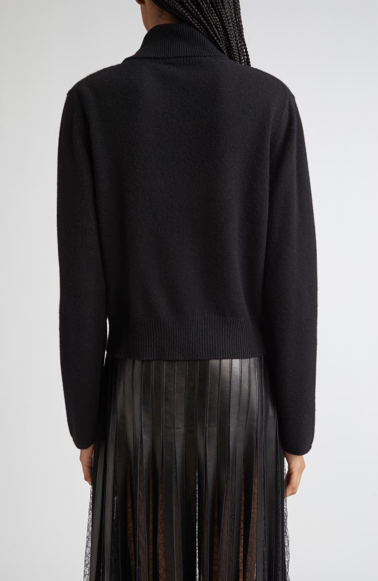 Brandon Maxwell The Addison Side Zip Turtleneck Sweater, Alternate, color, Black