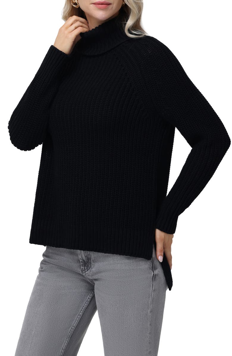 525 america Stella Cotton Turtleneck Sweater, Alternate, color, Black