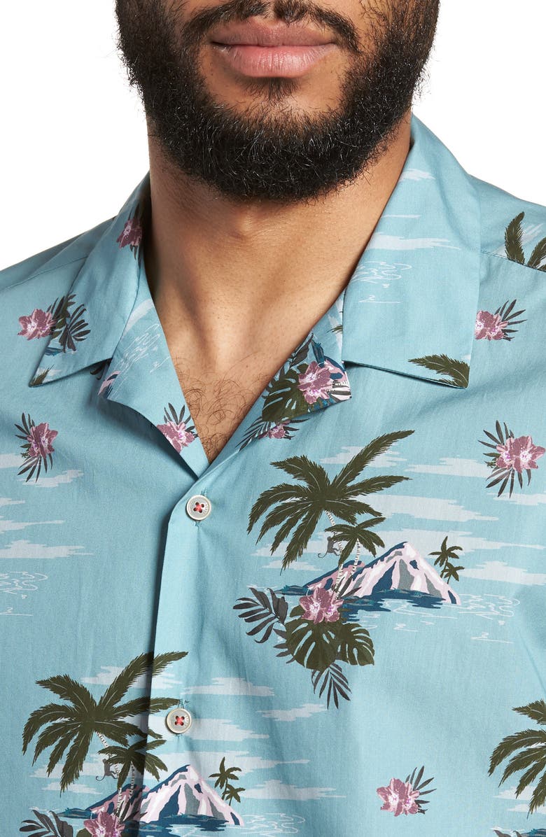 Ted Baker London Slim Fit Tropical Pattern Sport Shirt, Alternate, color,