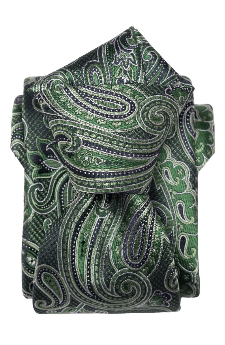 Elizabetta Pavia - Silk Jacquard Tie for Men, Alternate, color, Emerald Green