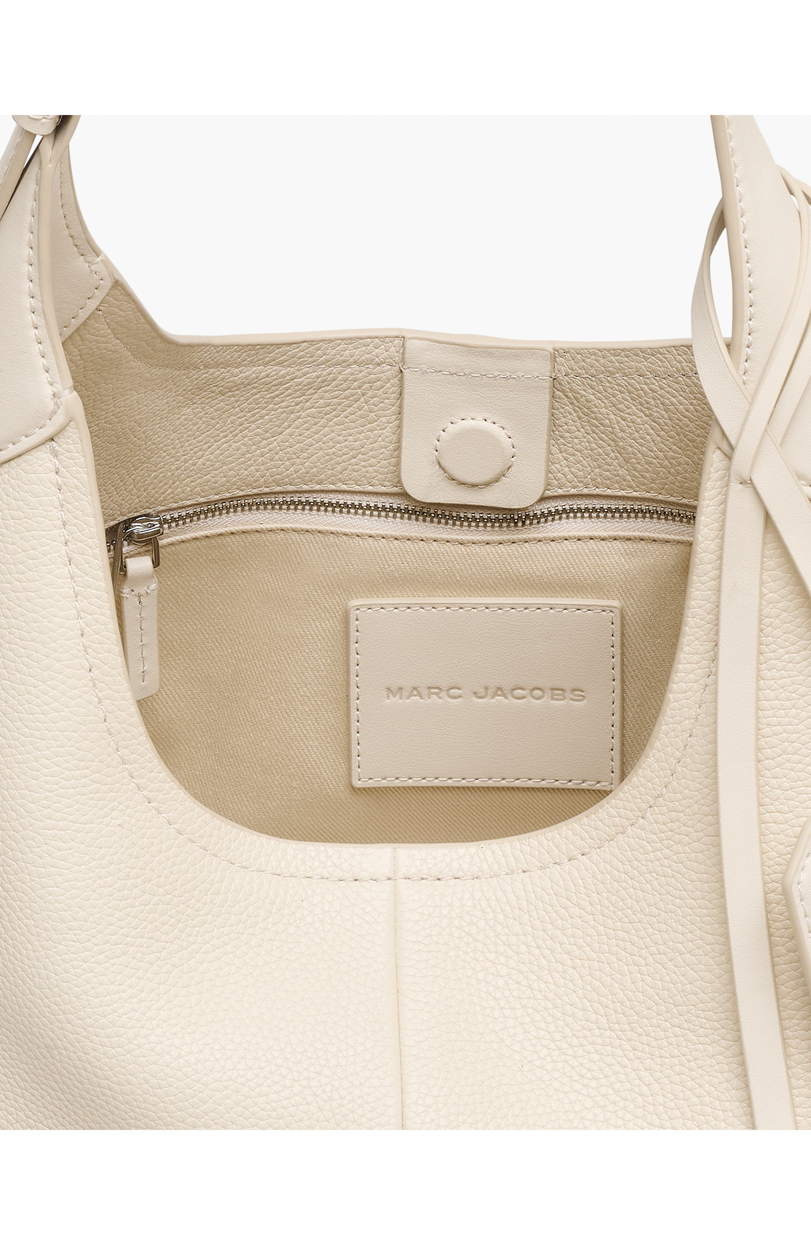 The Belted Sack Leather Shoulder Bag, Alternate, color, CLOUD WHITE