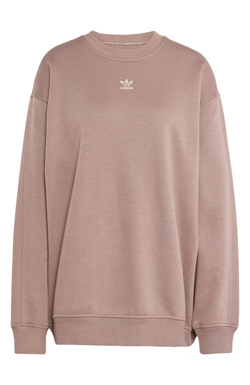 Adidas Originals Essentials Oversize Crewneck Sweatshirt In Brown