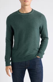 Nordstrom Two Tone Cotton & Cashmere Crewneck Sweater