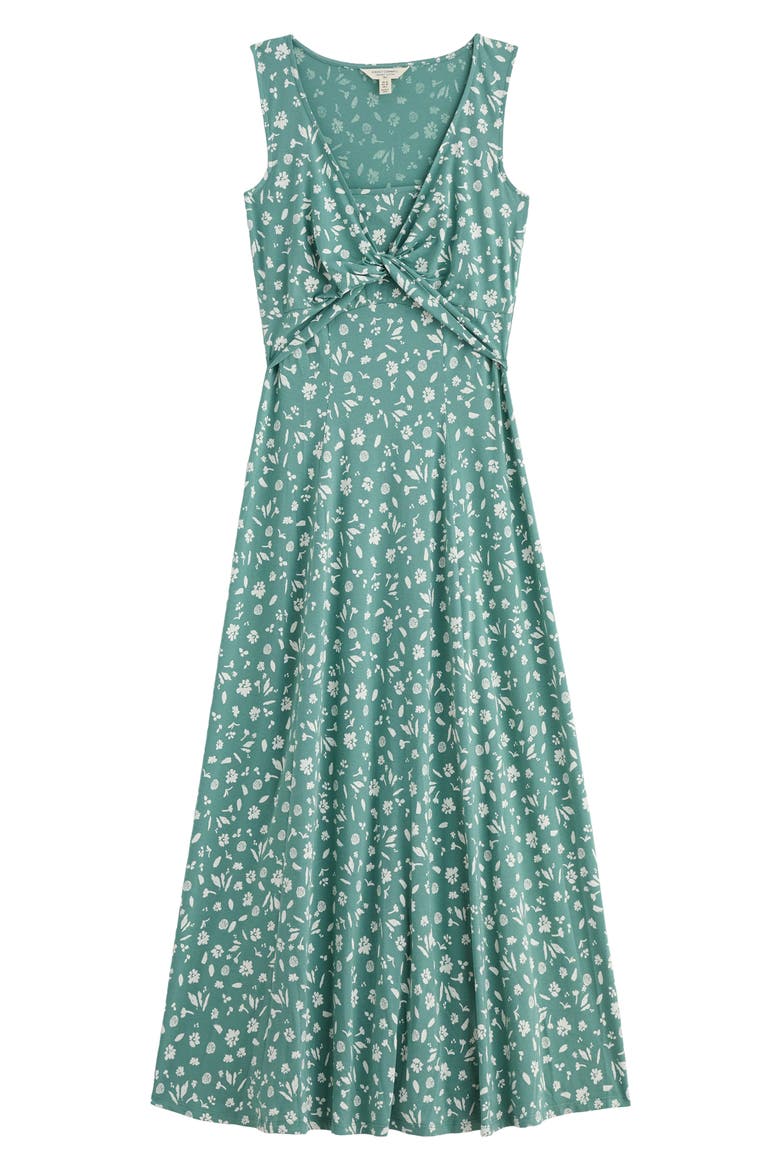 May Apple Floral Stretch Cotton Maxi Dress, Alternate, color, SEA SPRAY FLORAL SARDINE