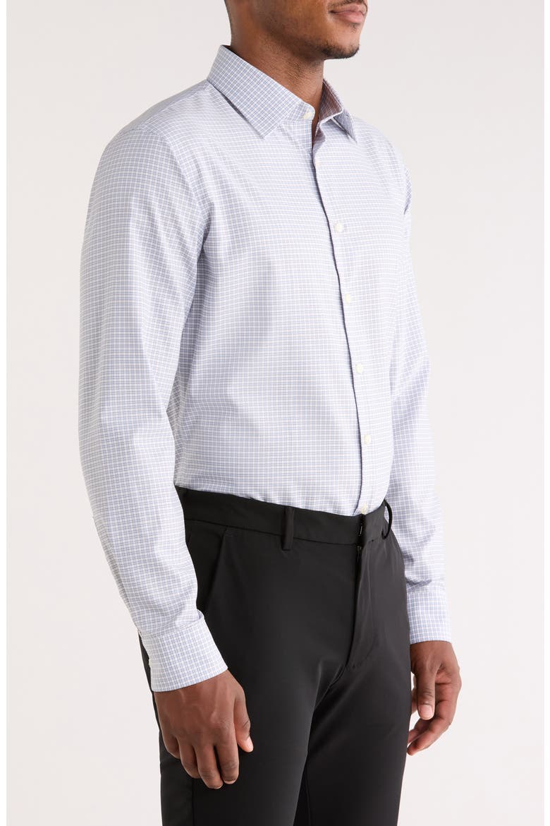 Trim Fit Check Premium Non Iron Cotton Dress Shirt, Alternate, color, BLUE- RED CLINE PLAID