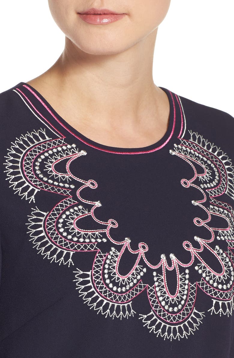 Eliza J Crepe A-Line Dress, Alternate, color, 