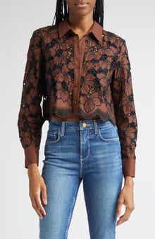 L'AGENCE Seychelle Cutwork Crop Shirt