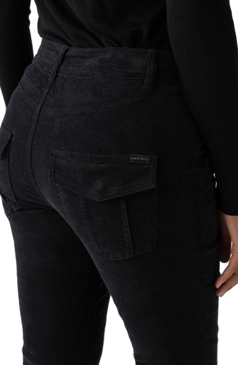 Sanctuary Hayden High Waist Velveteen Bootcut Pants, Alternate, color, Black