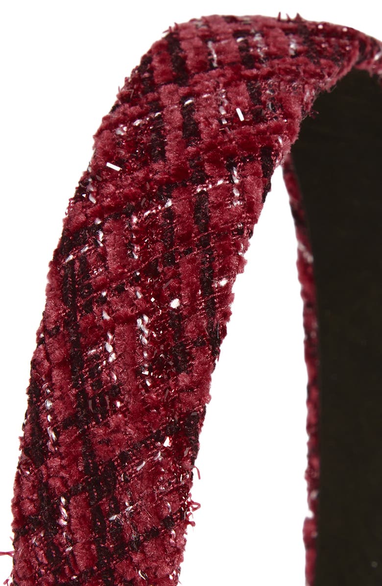 Tasha Padded Metallic Tweed Headband, Alternate, color, Red