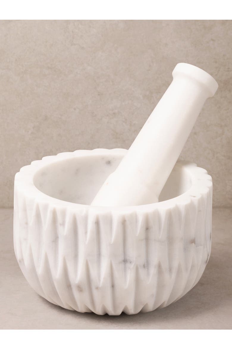Russell Marble Mortar and Pestle, Main, color, Ivory White