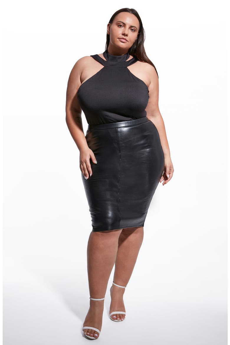 Port Elizabeth Recycled Leather Skirt, Alternate, color, BLACK
