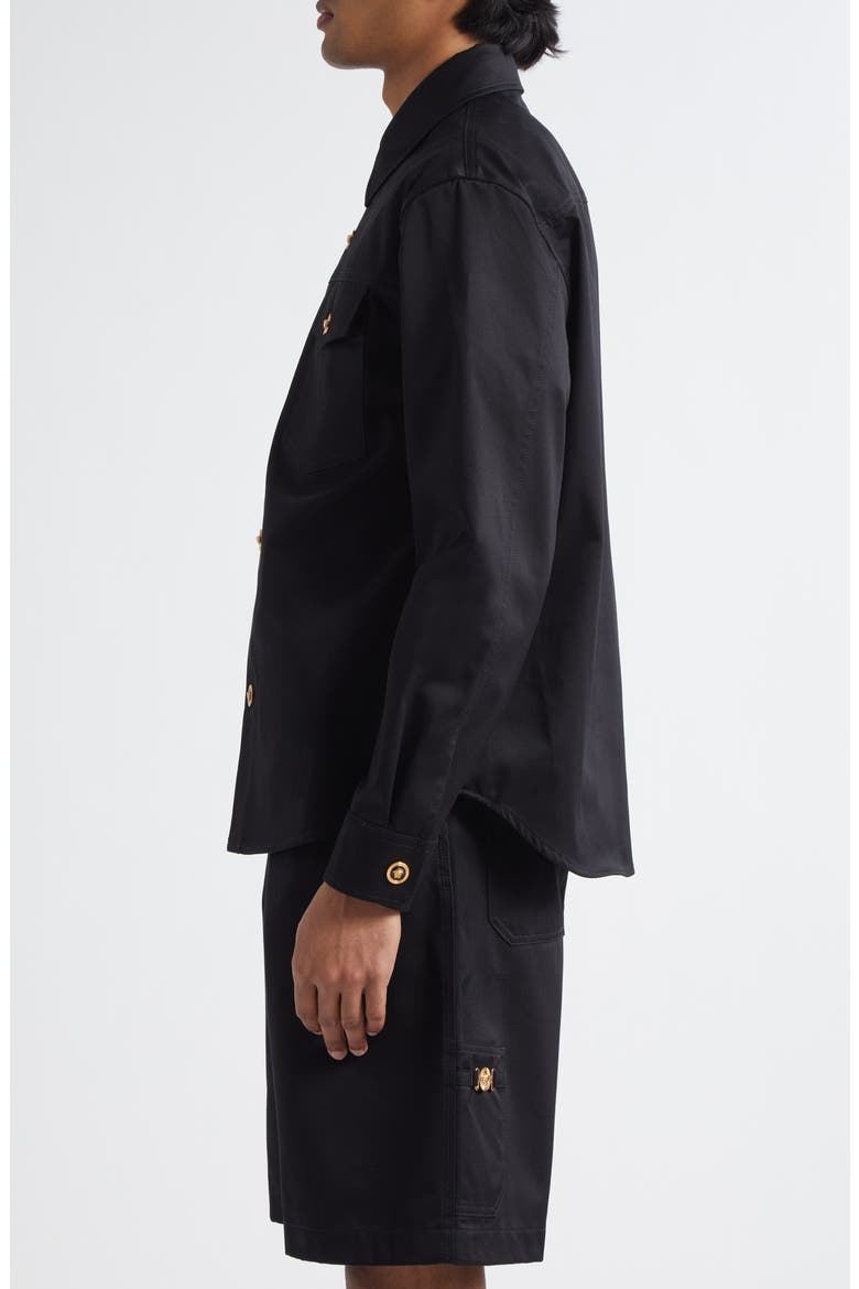 Cotton Gabardine Overshirt, Alternate, color, BLACK