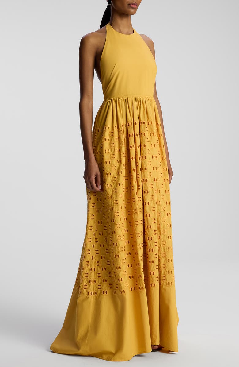 A.L.C. Blair Cotton Eyelet Maxi Halter Dress, Alternate, color, 