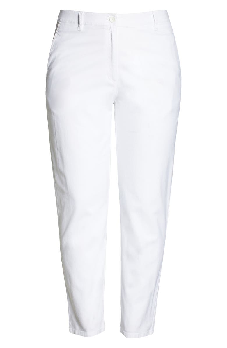 Eileen Fisher Organic Cotton Blend Tapered Ankle Pants, Alternate, color, White