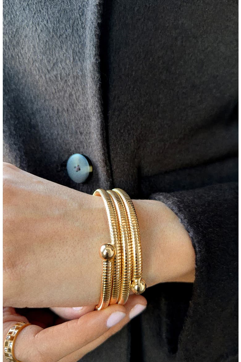 Keira Ribbed Wrap Bracelet, Alternate, color, GOLD