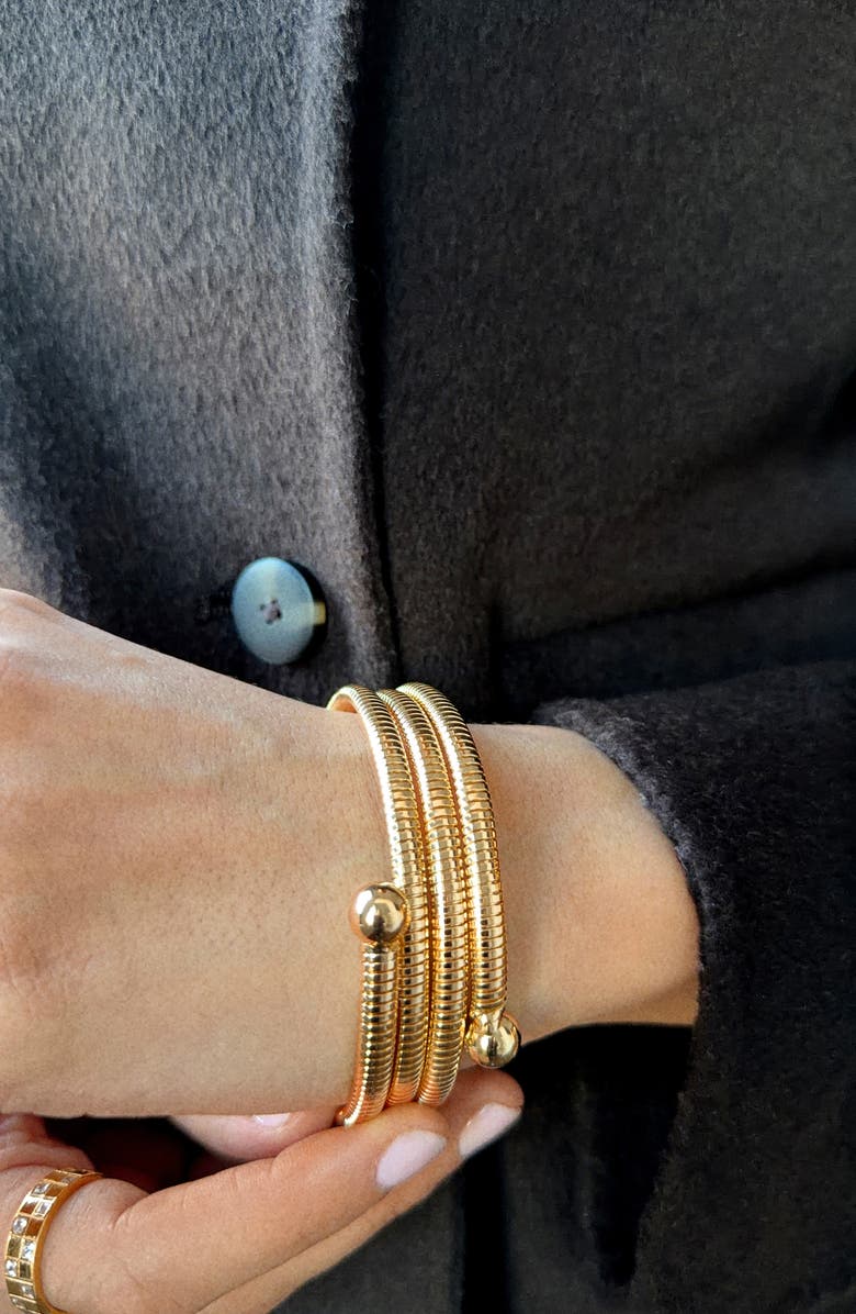 BaubleBar Keira Ribbed Wrap Bracelet, Alternate, color, Gold