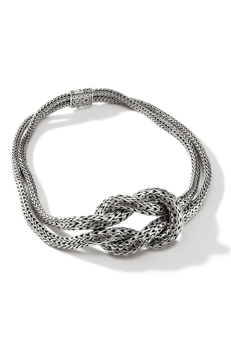 John Hardy Love Knot Necklace, Main, color, Silver