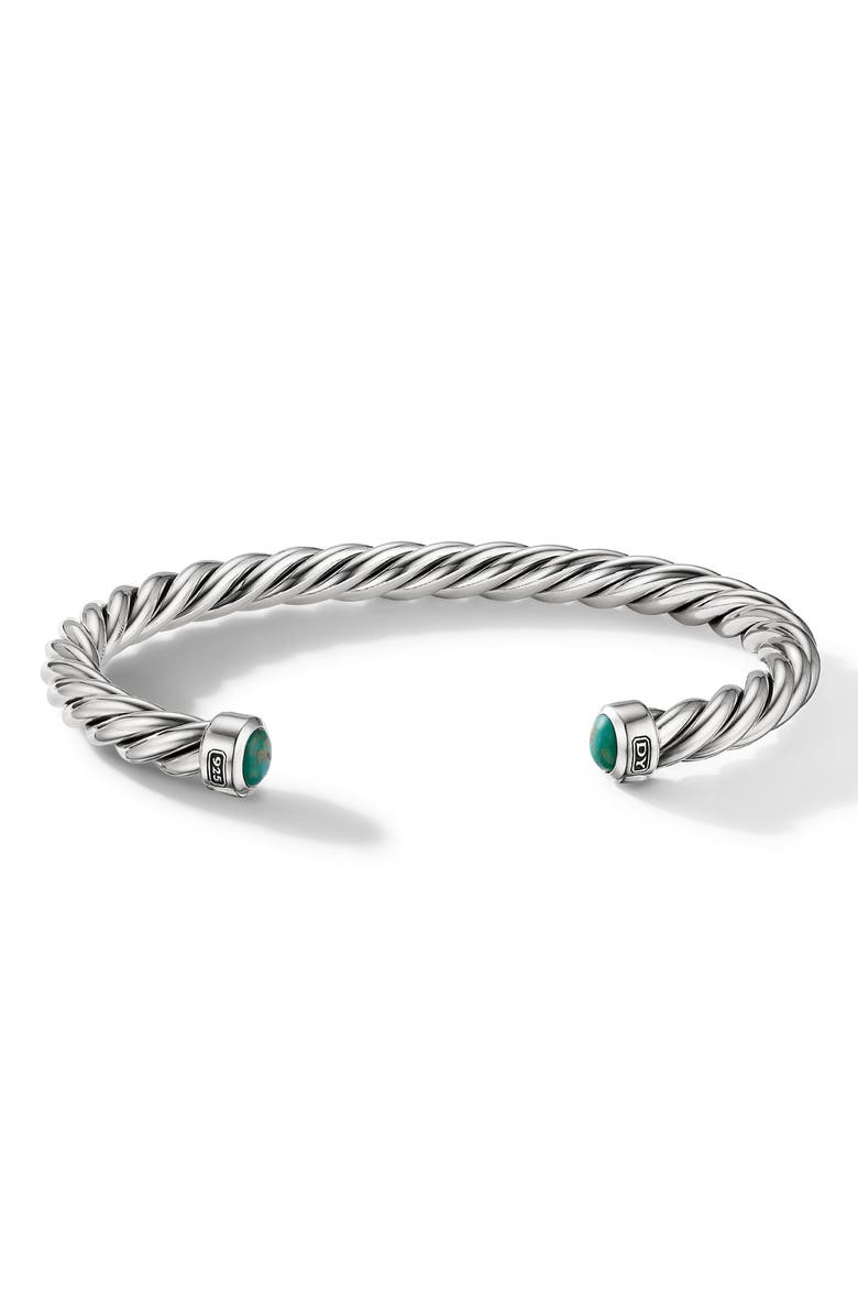 David Yurman Men's Cable Cuff Bracelet in Sterling Silver with Semiprecious Stone, 6mm, Main, color, 