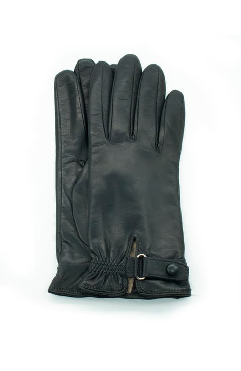 Leather gloves with belt