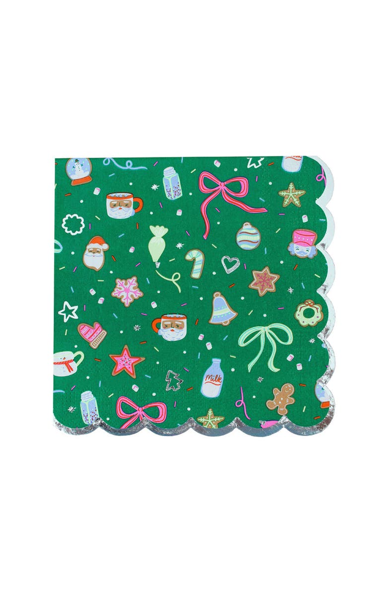 Daydream Society Baking Spirits Bright Christmas Scalloped Large Napkins in Green, Main, color, Assorted Pre-Pack