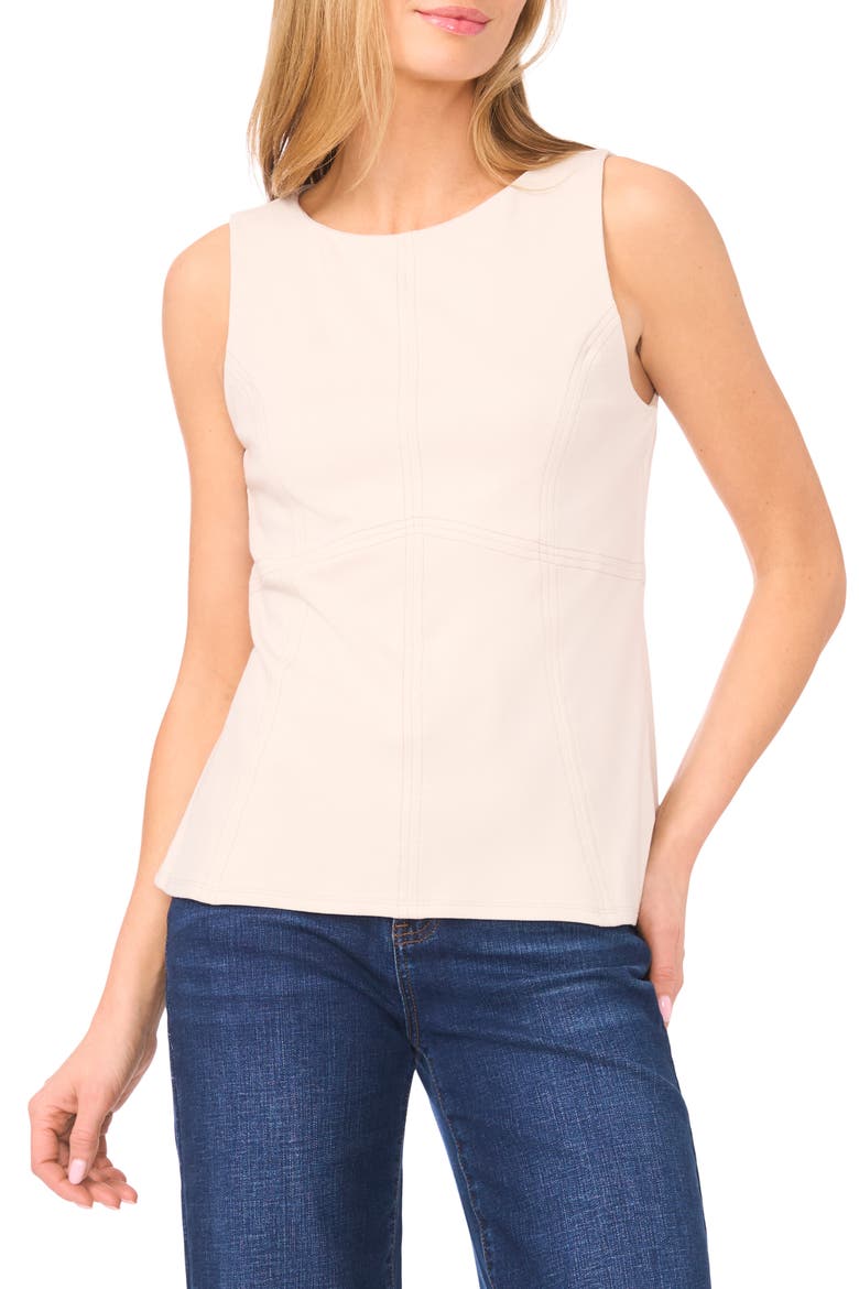 Jewel Neck Ponte Tank, Main, color, SILVER BIRCH