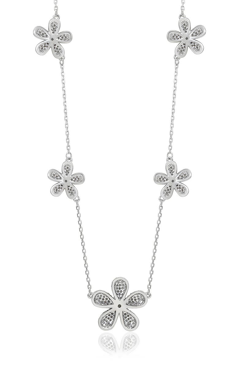 SUZY LEVIAN Cubic Zirconia Flower Pavé Station Necklace, Alternate, color, White