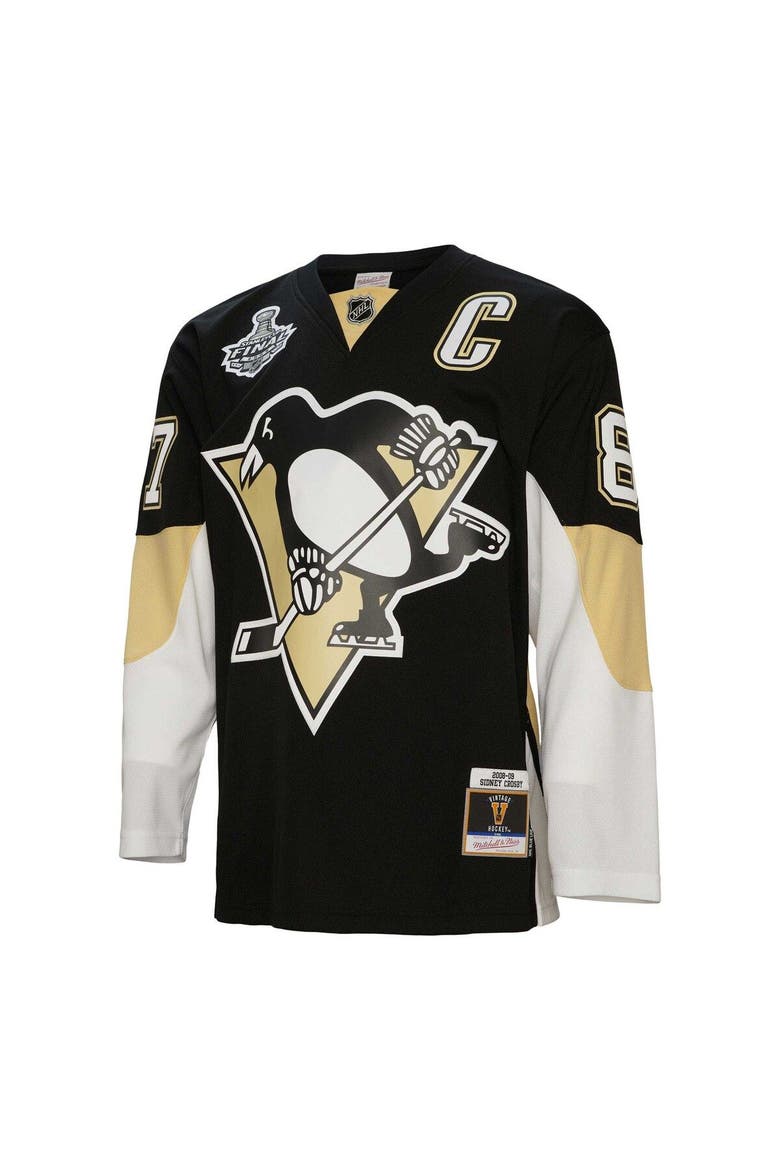 Men's Mitchell & Ness Sidney Crosby Black Pittsburgh Penguins Big & Tall 2008 Captain Patch Blue Line Player Jersey, Alternate, color, Black
