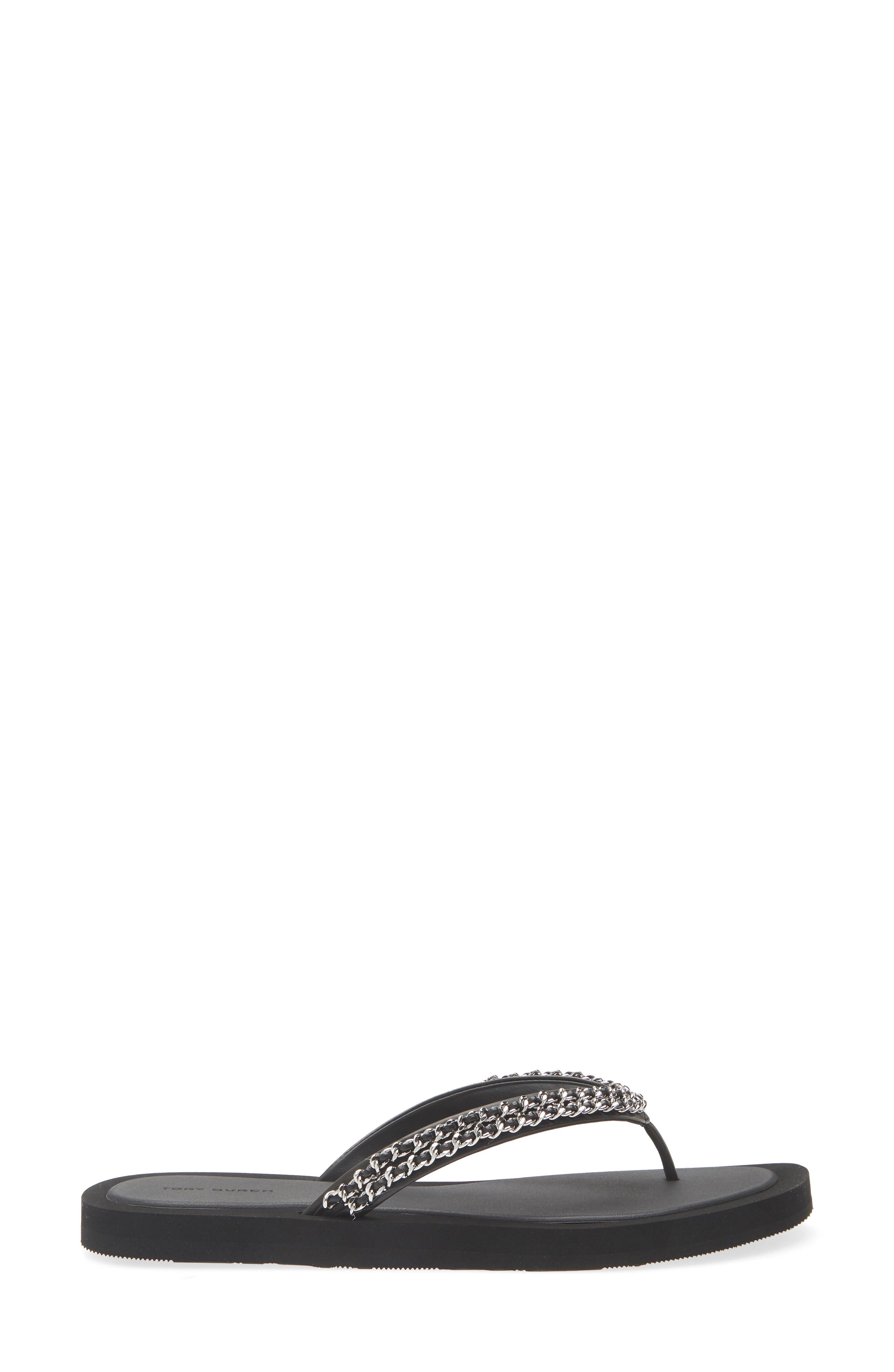 Tory Burch Kira Chain Flip Flop, Alternate, color, Perfect Black