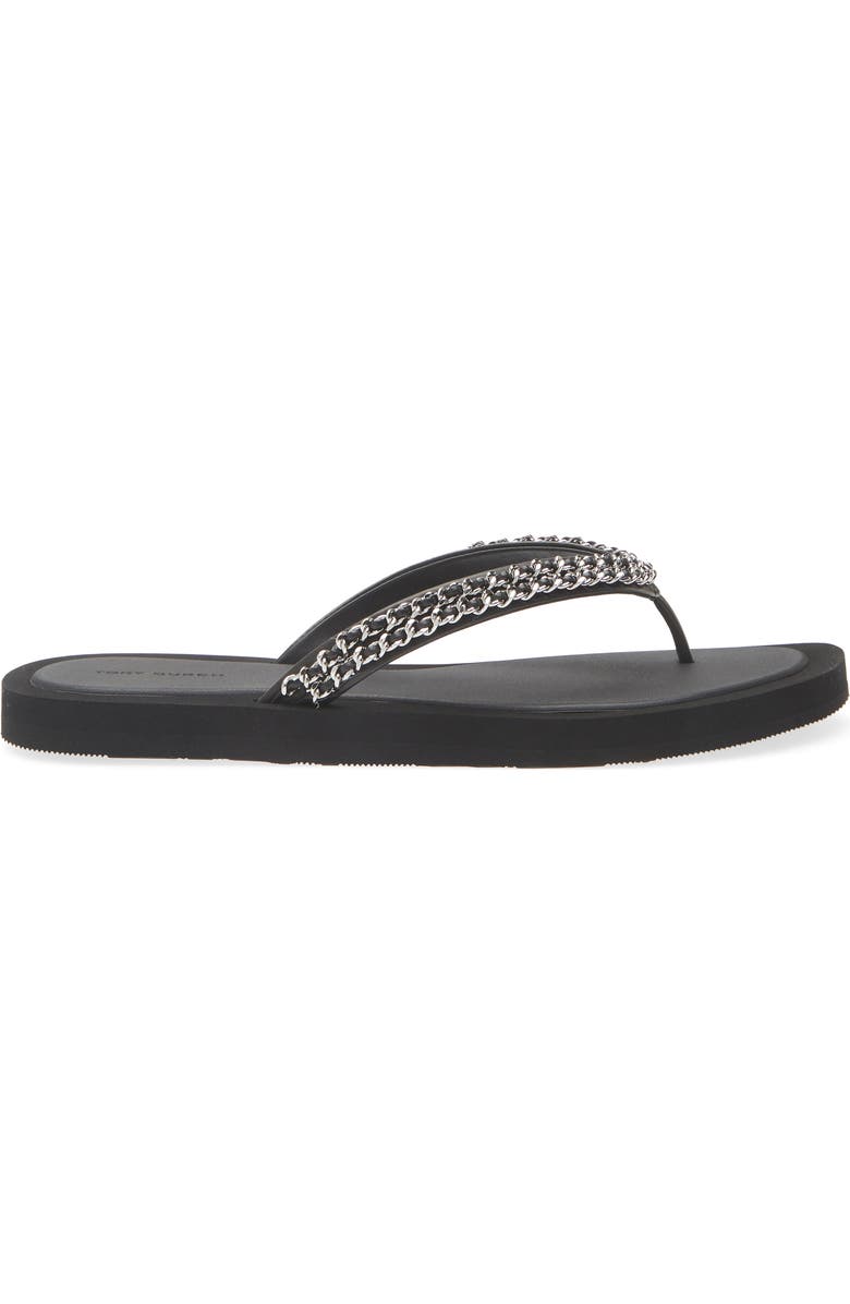 Tory Burch Kira Chain Flip Flop, Alternate, color, Perfect Black