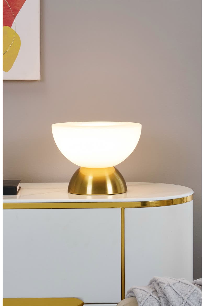 Lamina 5" Double Dome Dimmable LED Table Lamp With Gold Brass Accent, Alternate, color, Gold