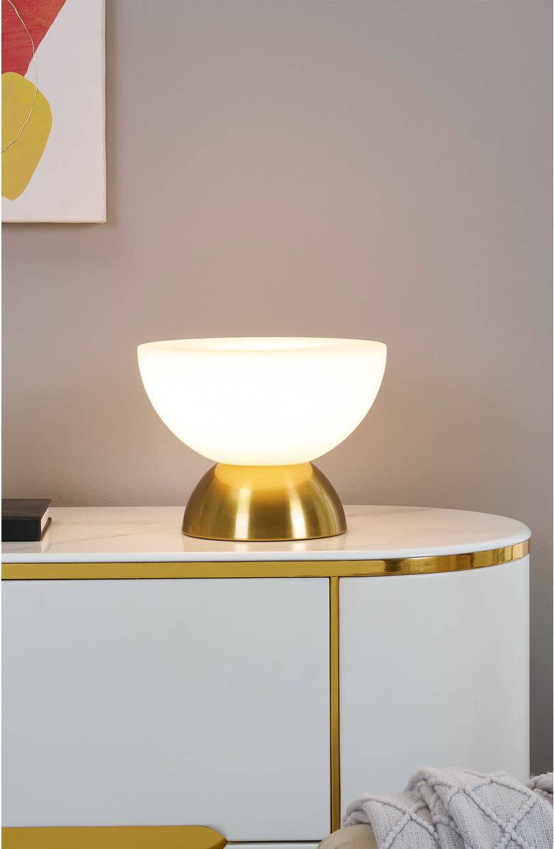 Brightech Lamina 5" Double Dome Dimmable LED Table Lamp With Gold Brass Accent, Alternate, color, Gold