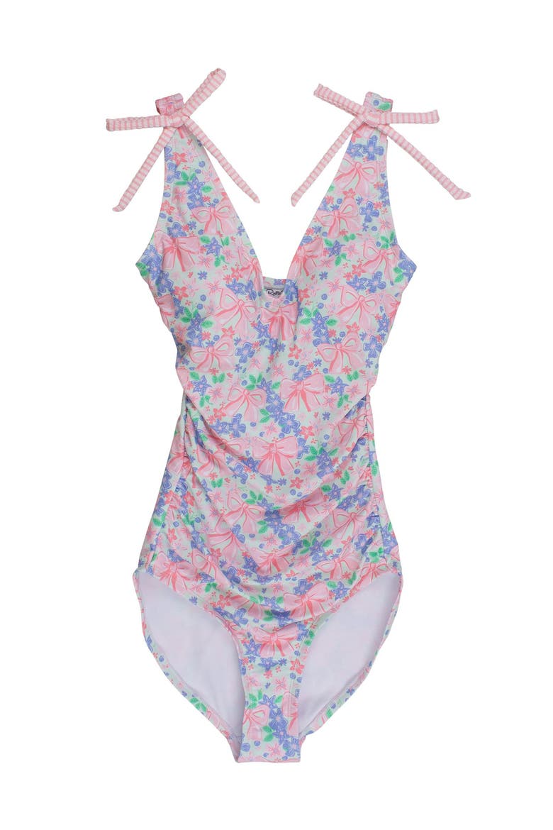 UPF50+ Women's Bow V-Neck One Piece Swimsuit, Main, color, Bow Blooms