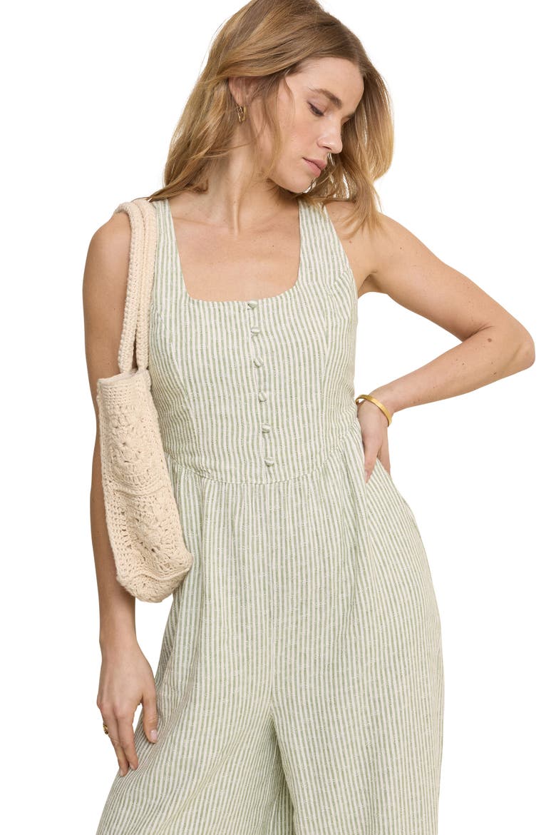 Cora Stripe Jumpsuit, Alternate, color, GREEN