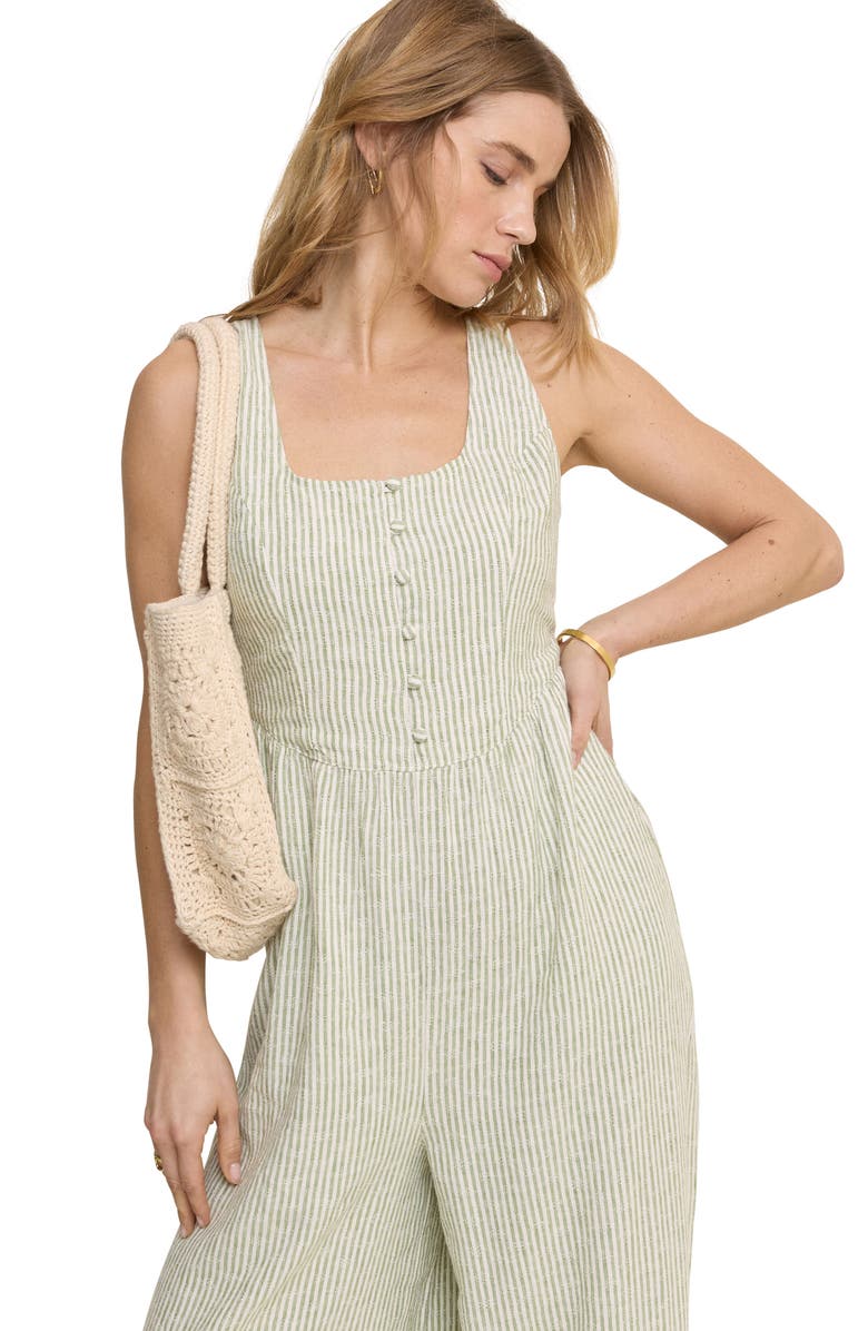 Nobody's Child Cora Stripe Jumpsuit, Alternate, color, Green