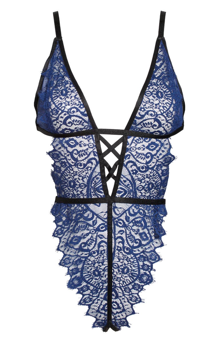 Oh La La Cheri Marley Open Gusset Lace Teddy, Alternate, color, 