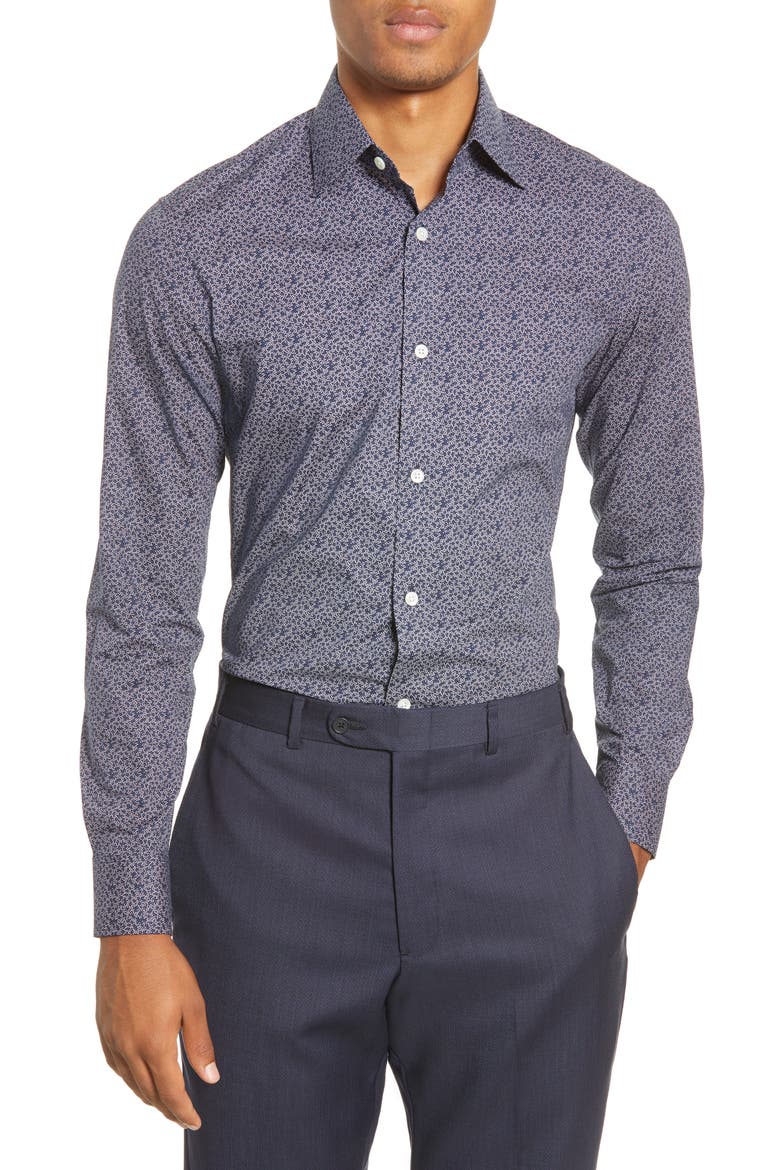 Slim Fit Stretch Dress Shirt, Main, color, CONFETTI BURST RAINSTORM