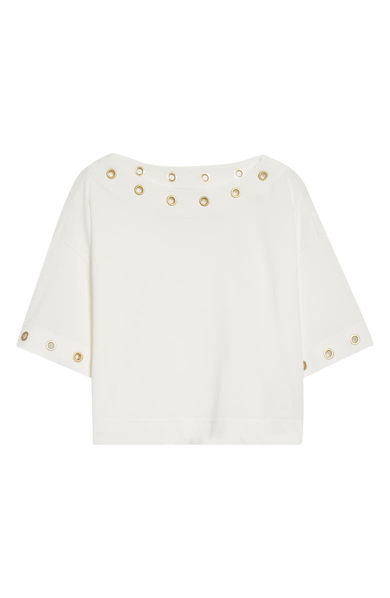 Zimmermann Grommet Boat Neck Cotton T-Shirt, Alternate, color, Ivory