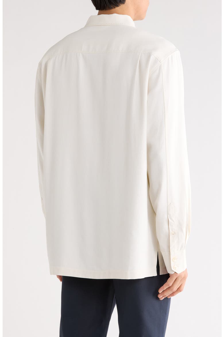 Catalina Silk Twill Button-Up Shirt, Alternate, color, COCONUT