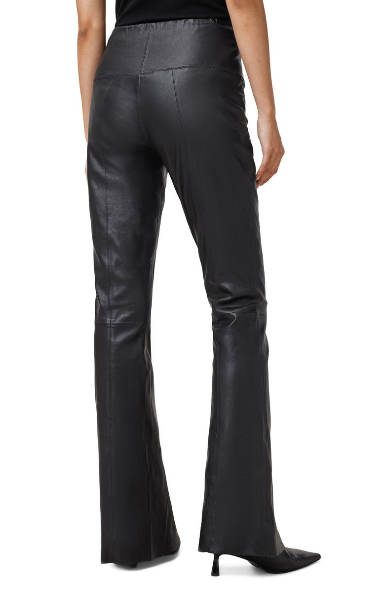 AllSaints Cora Slit Flare Leather Pants, Alternate, color,