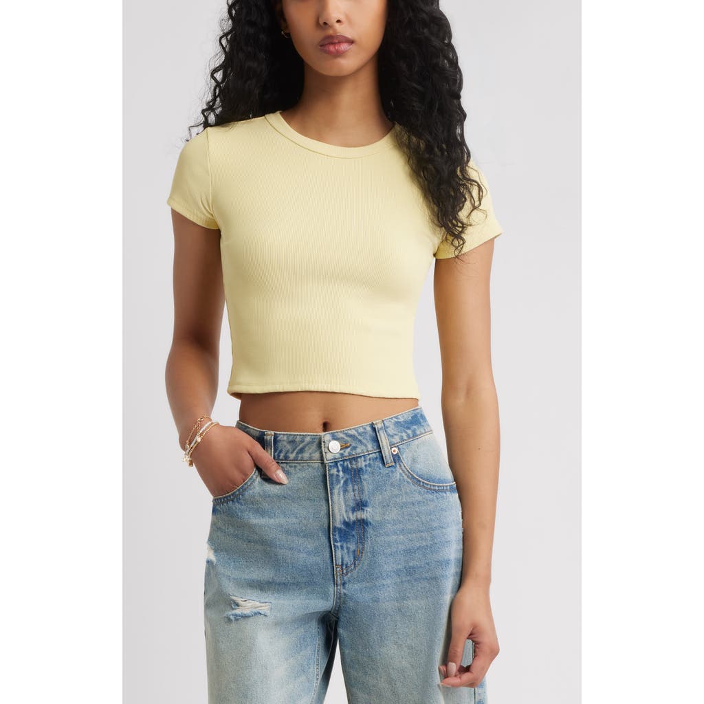 Bp. Compact Rib Crop Baby Tee In Yellow
