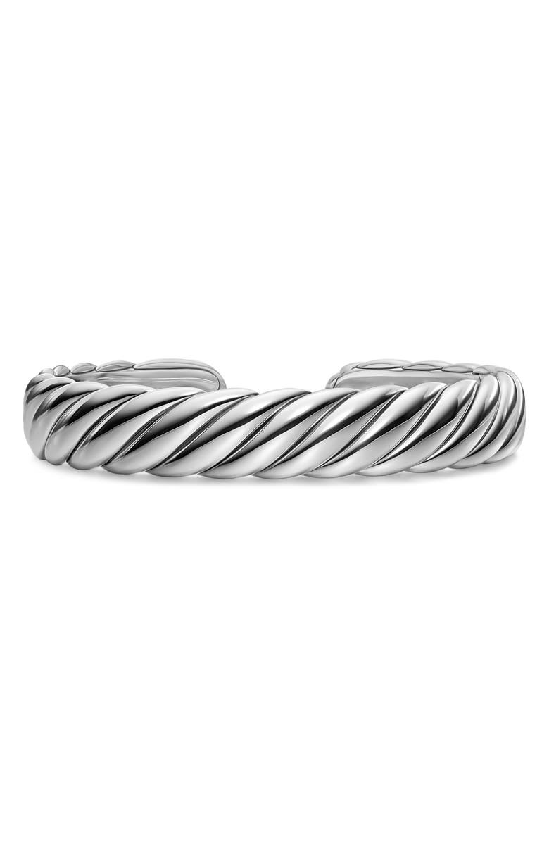 David Yurman Sculpted Cable Flex Bracelet, 11mm, Main, color, Silver