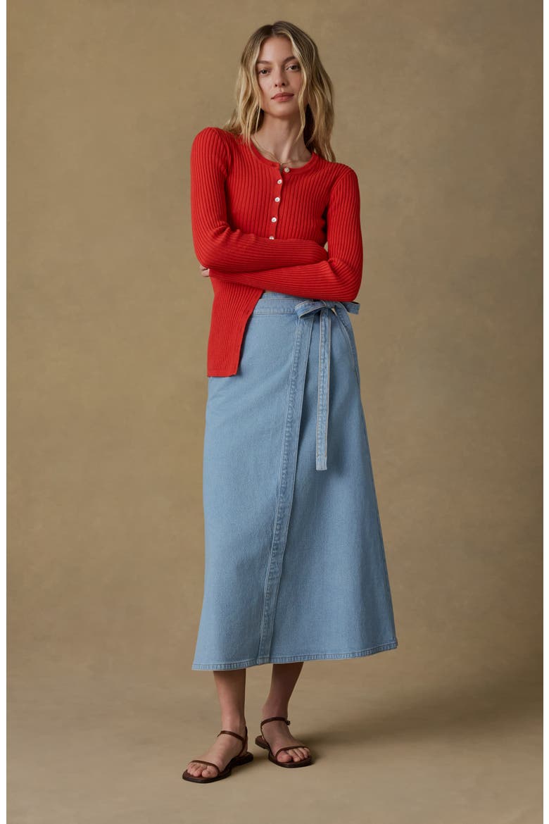 Solstice Denim Wrap Maxi Skirt, Alternate, color, BAY DRIFT WASH