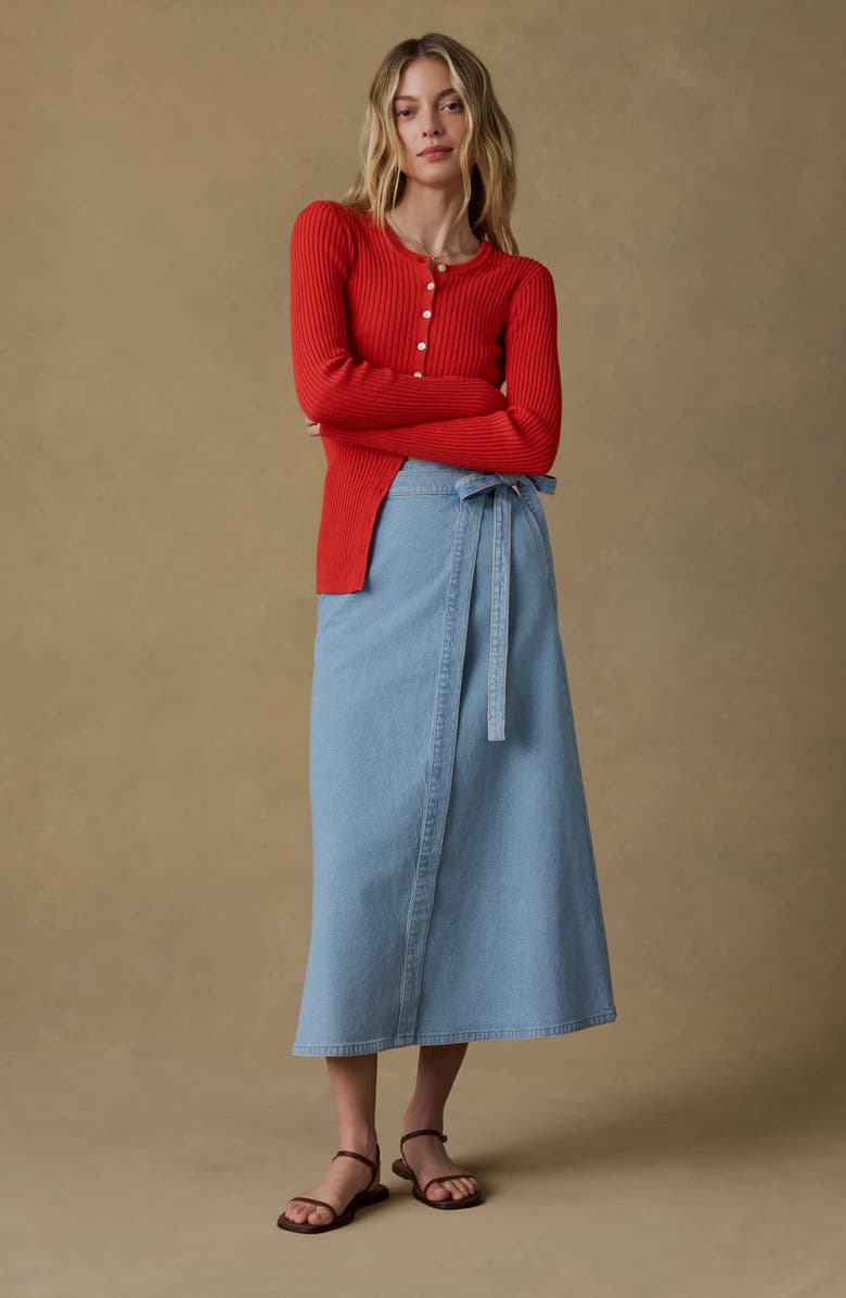 Faherty Solstice Denim Wrap Maxi Skirt, Alternate, color, Bay Drift Wash
