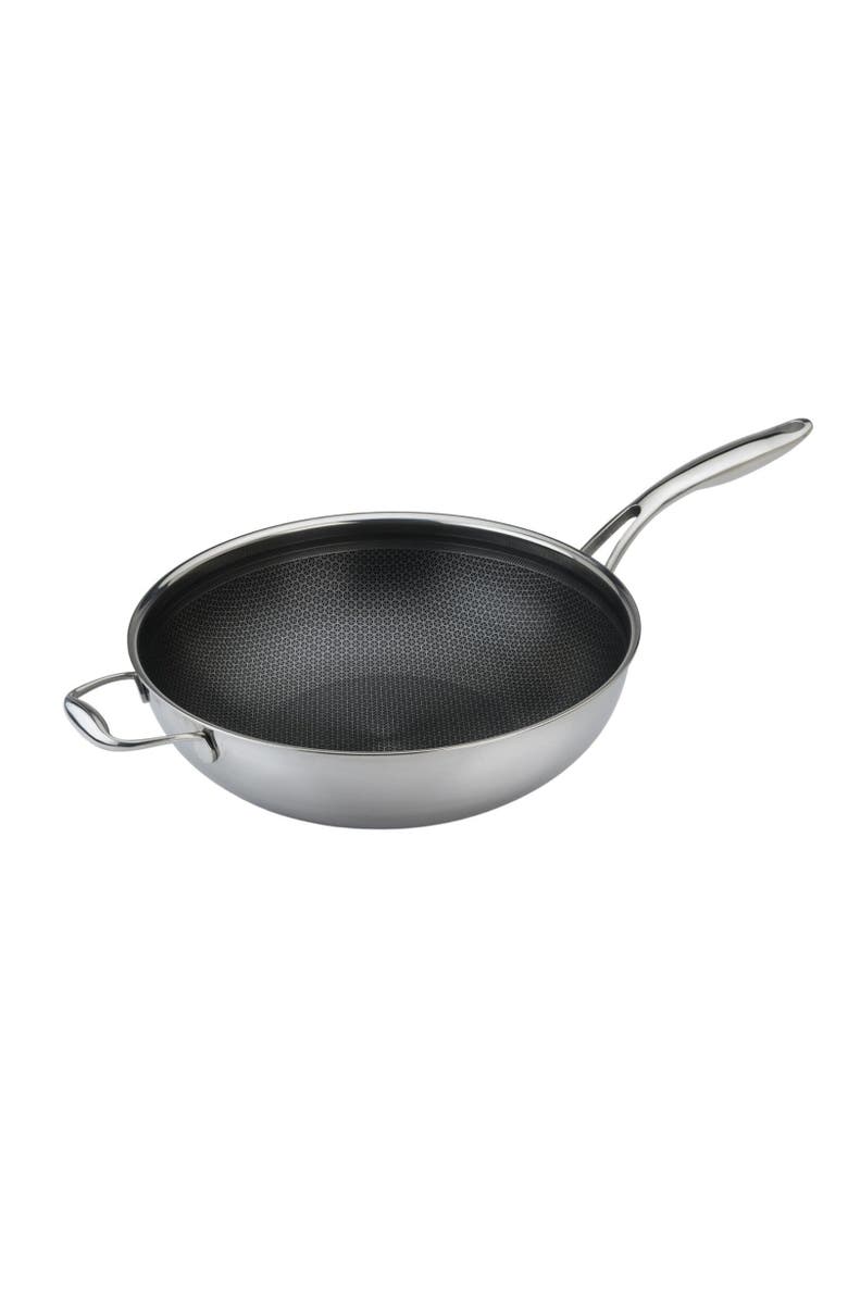 FRIELING Black Cube 12-1/2 Inch Stainless/Nonstick Hybrid Wok, Main, color, Silver