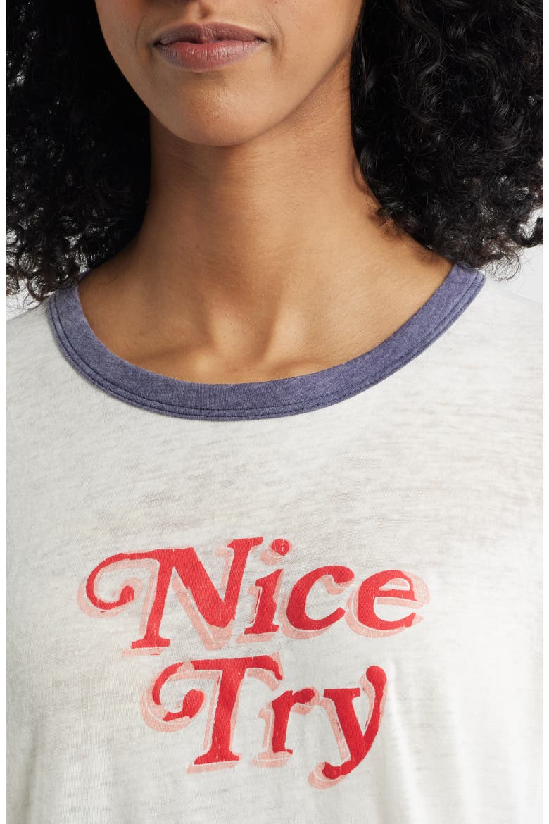 Nice Try Burnout Ringer T-Shirt, Alternate, color, VINTAGE WHITE/NAVY