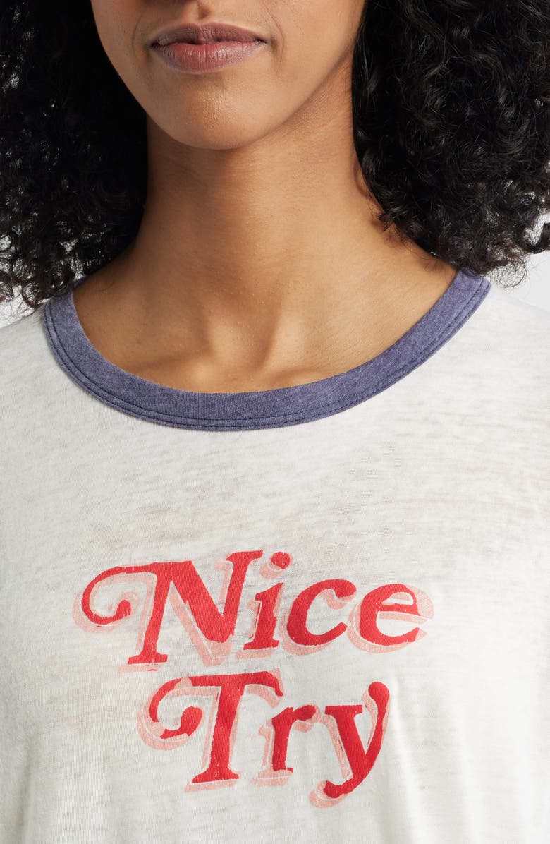 Daydreamer Nice Try Burnout Ringer T-Shirt, Alternate, color, Vintage White/Navy